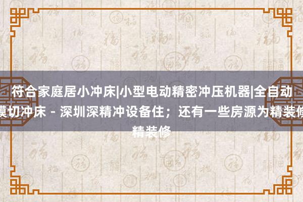 符合家庭居小冲床|小型电动精密冲压机器|全自动模切冲床 - 深圳深精冲设备住；还有一些房源为精装修