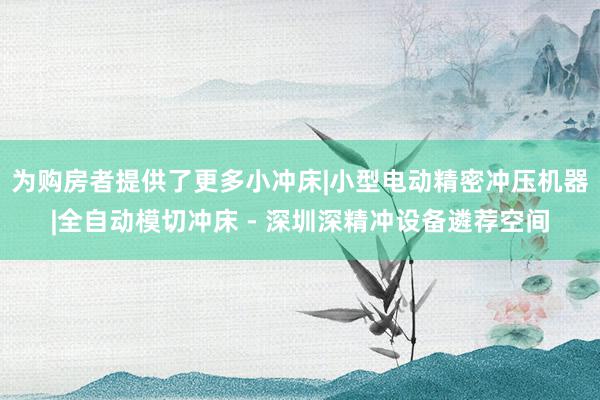 为购房者提供了更多小冲床|小型电动精密冲压机器|全自动模切冲床 - 深圳深精冲设备遴荐空间